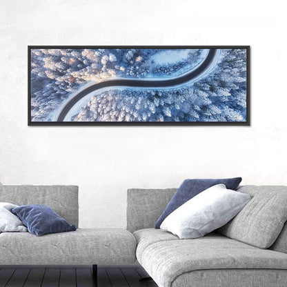 Winding Snow-covered Forest Road Wall Art