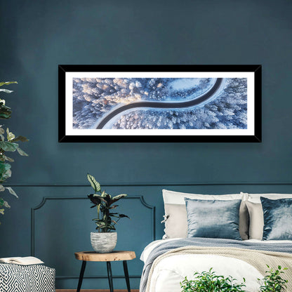 Winding Snow-covered Forest Road Wall Art