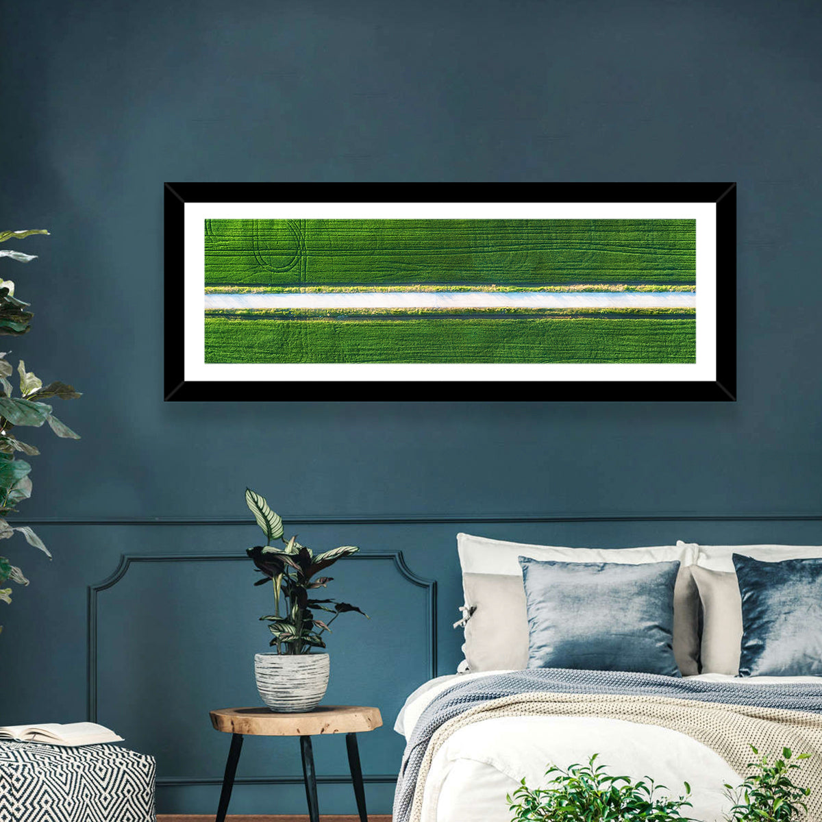 Aerial Irrigation Canal View Wall Art in a room, panoramic
