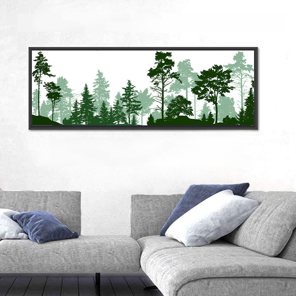 Layered Green Forest Silhouette Wall Art