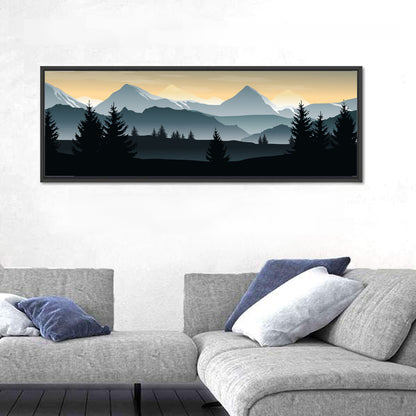 Misty Hills Sunset Silhouette Wall Art