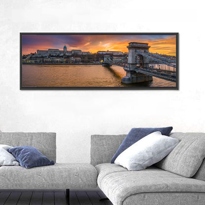 Budapest Chain Bridge at Golden Dusk Wall Art