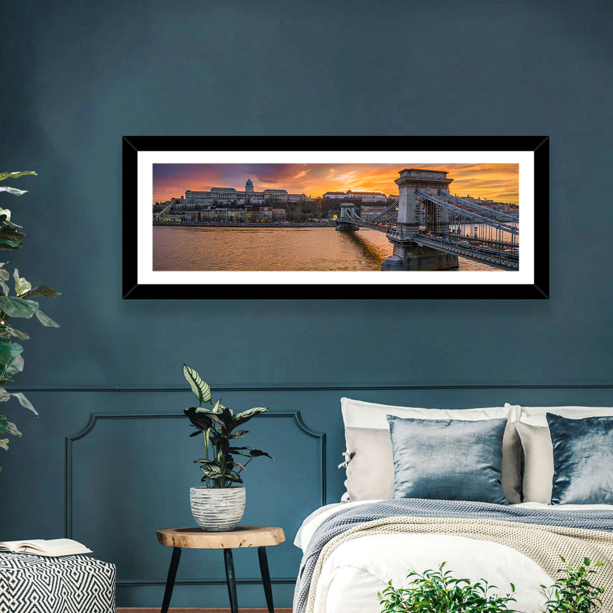 Budapest Chain Bridge at Golden Dusk Wall Art