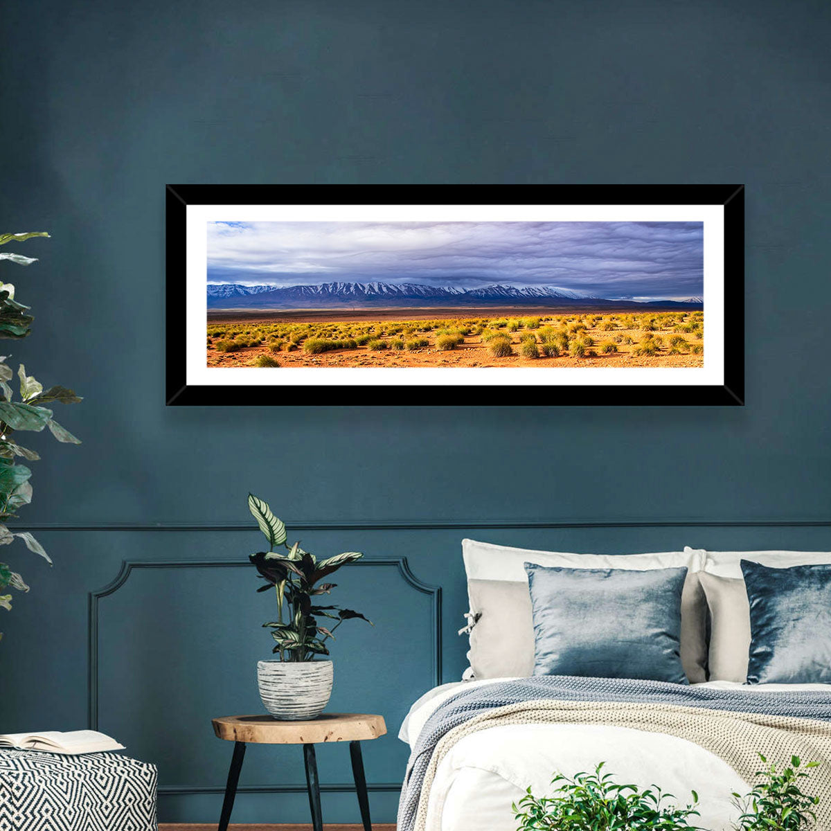 Morocco Stone Desert Wall Art in a room, panoramic