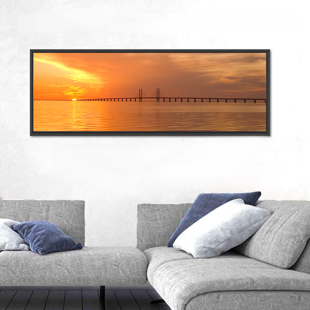 Øresund Bridge in Golden Light Wall Art