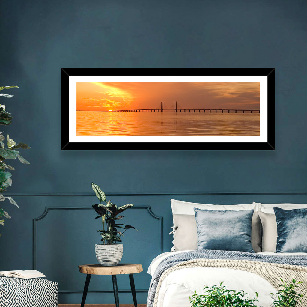 Øresund Bridge in Golden Light Wall Art