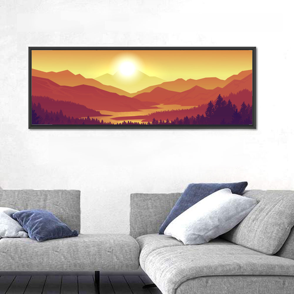 Sunset Pines and Layered Mountains Wall Art