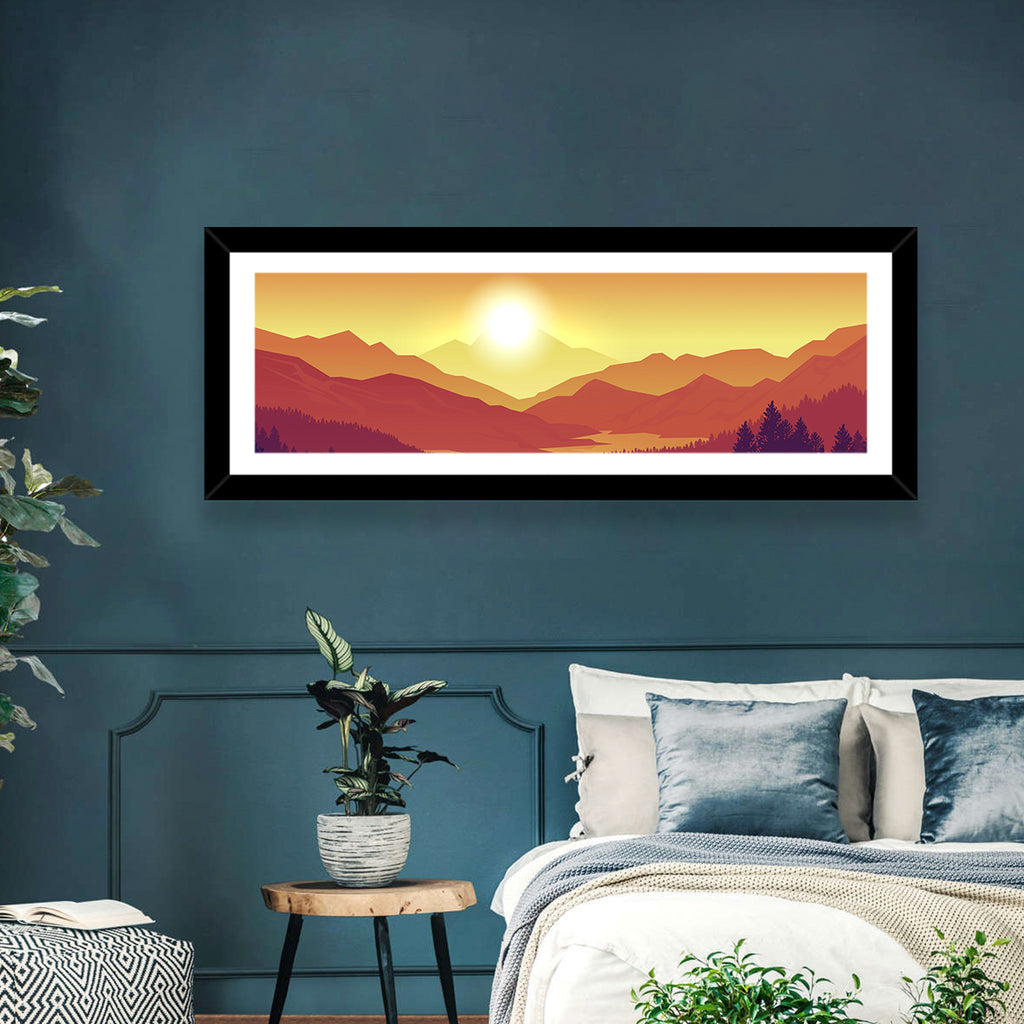 Sunset Pines and Layered Mountains Wall Art