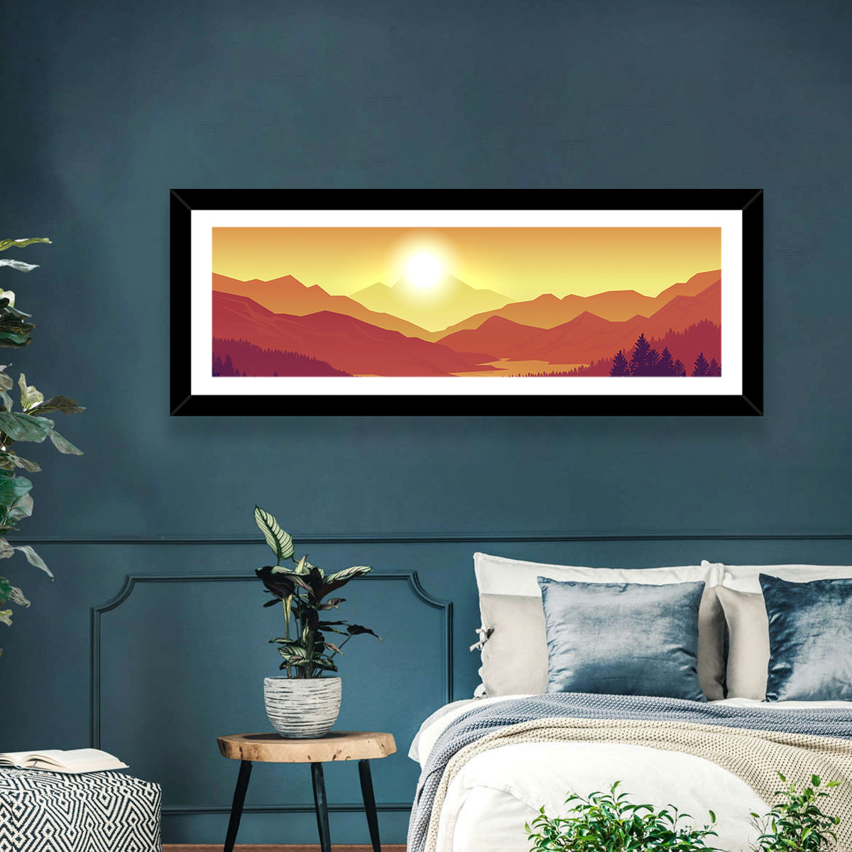 Sunset Pines and Layered Mountains Wall Art