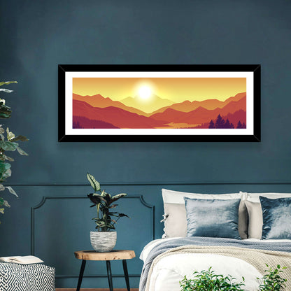 Sunset Pines and Layered Mountains Wall Art