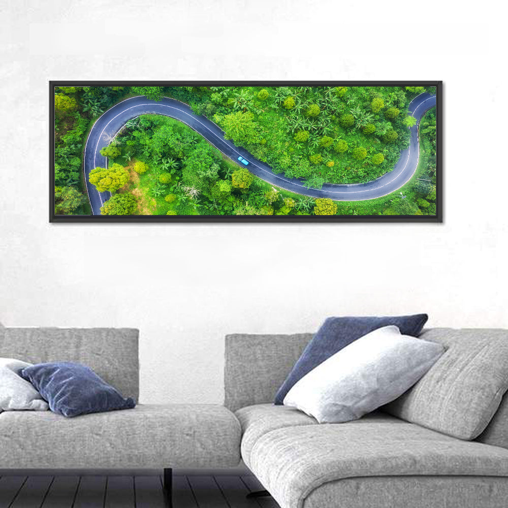 Blue Car on Summer Forest Road Wall Art