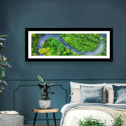 Blue Car on Summer Forest Road Wall Art
