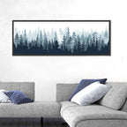 Misty Blue Pine Silhouette Wall Art