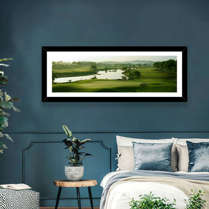 Golden Hour Putting Green by the Lake Wall Art