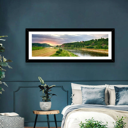 Elbe River at Golden Hour Wall Art