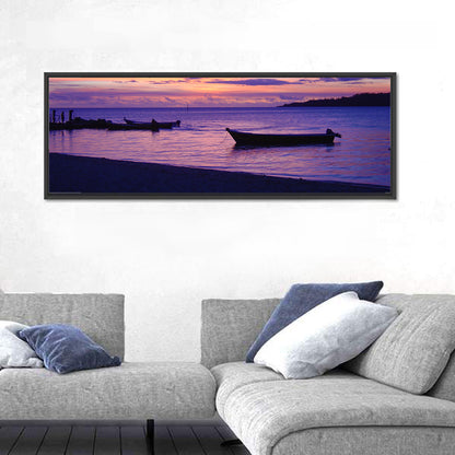 Malolo Island Sunset with Moored Boats Wall Art