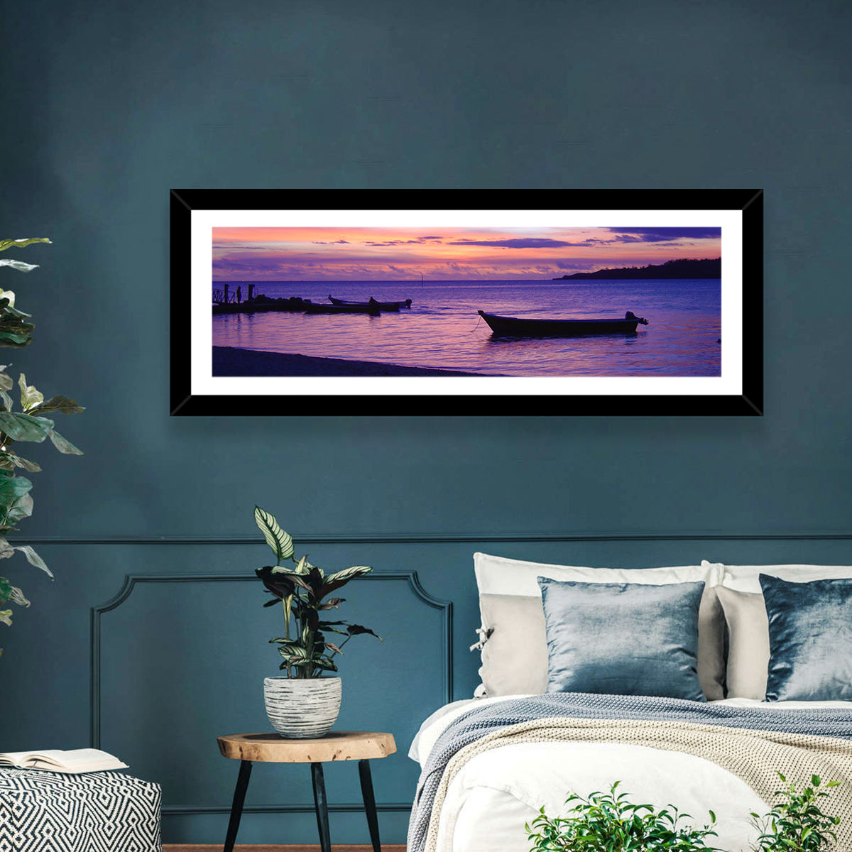 Malolo Island Sunset with Moored Boats Wall Art