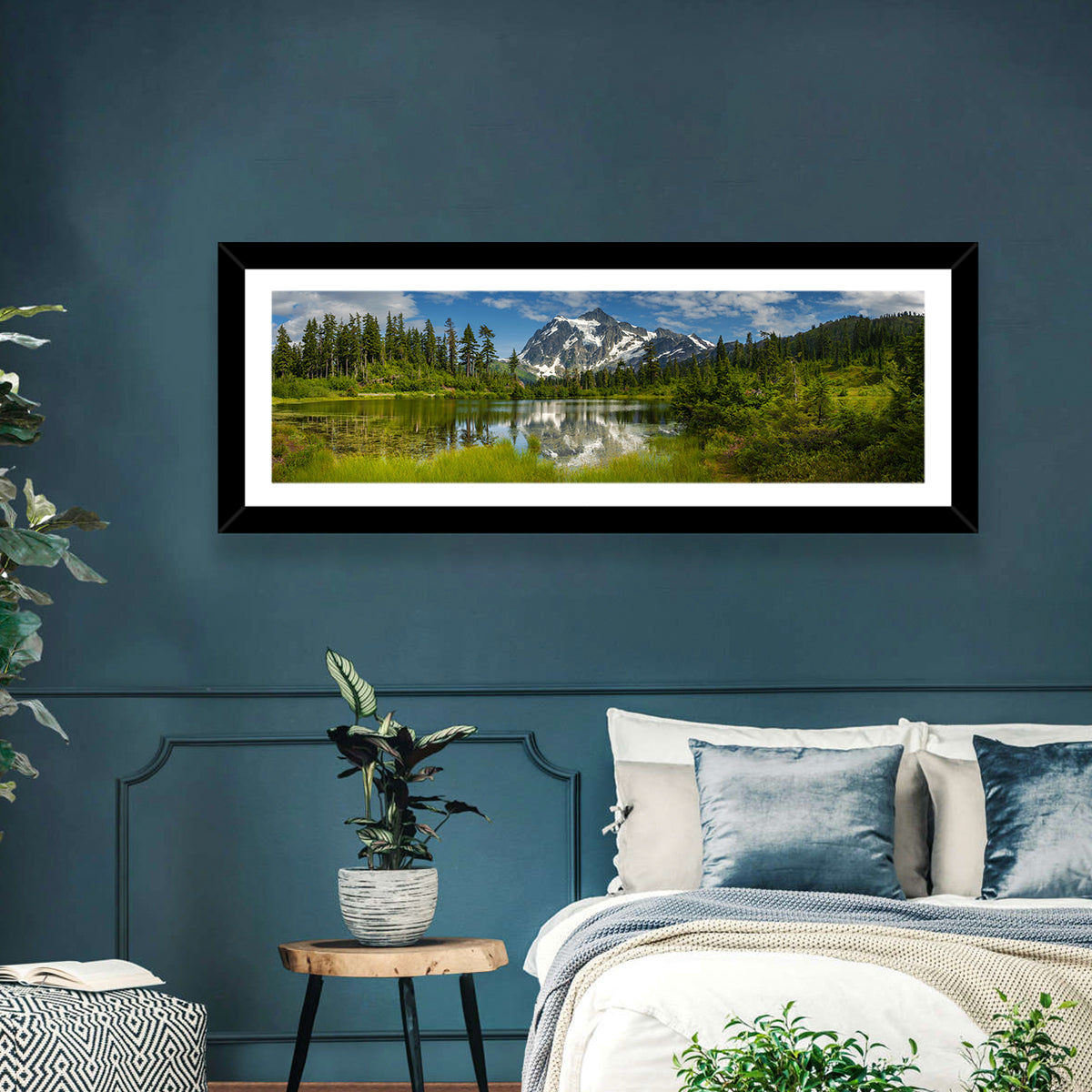 Mt Shuksan from Picture Lake Wall Art in a room, panoramic