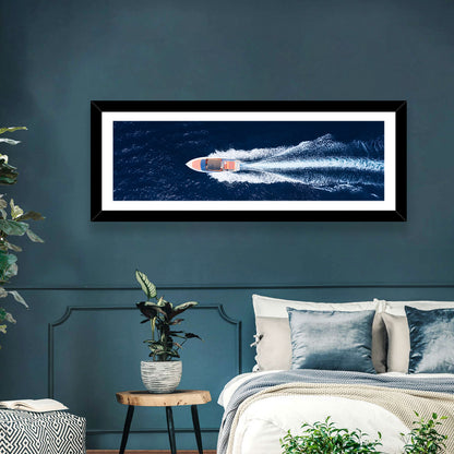 Sleek Speedboat Over Navy Sea Wall Art
