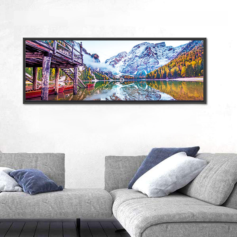Lago Di Braies Boathouse Wall Art
