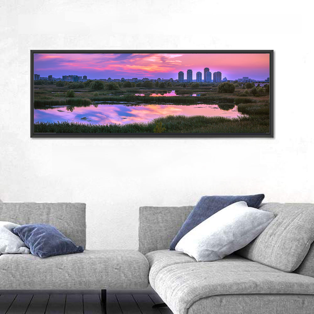 Vacaresti Park Sunset Reflection Wall Art