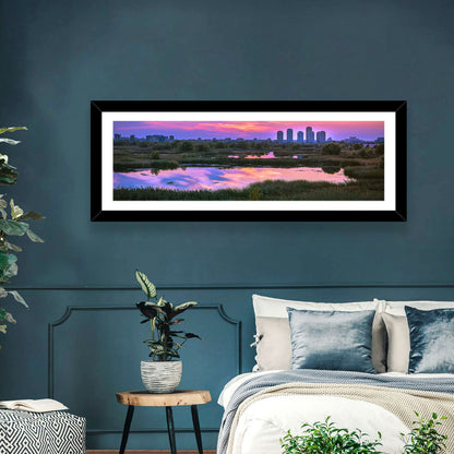 Vacaresti Park Sunset Reflection Wall Art