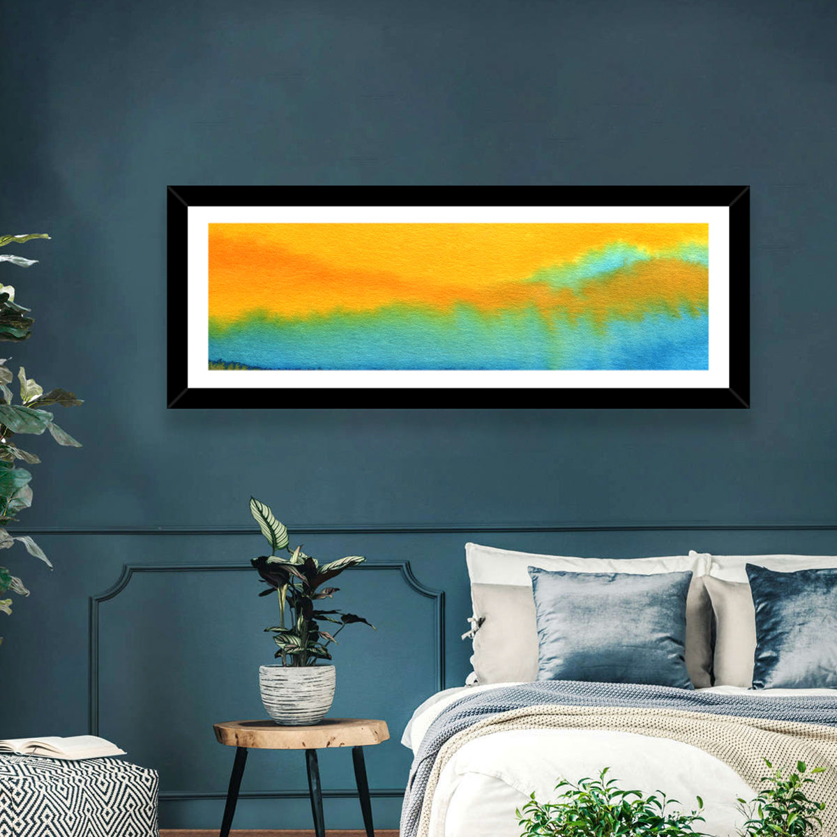 Sunset Horizon Watercolor Wall Art