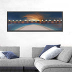 Overwater Bungalows at Golden Dusk Wall Art