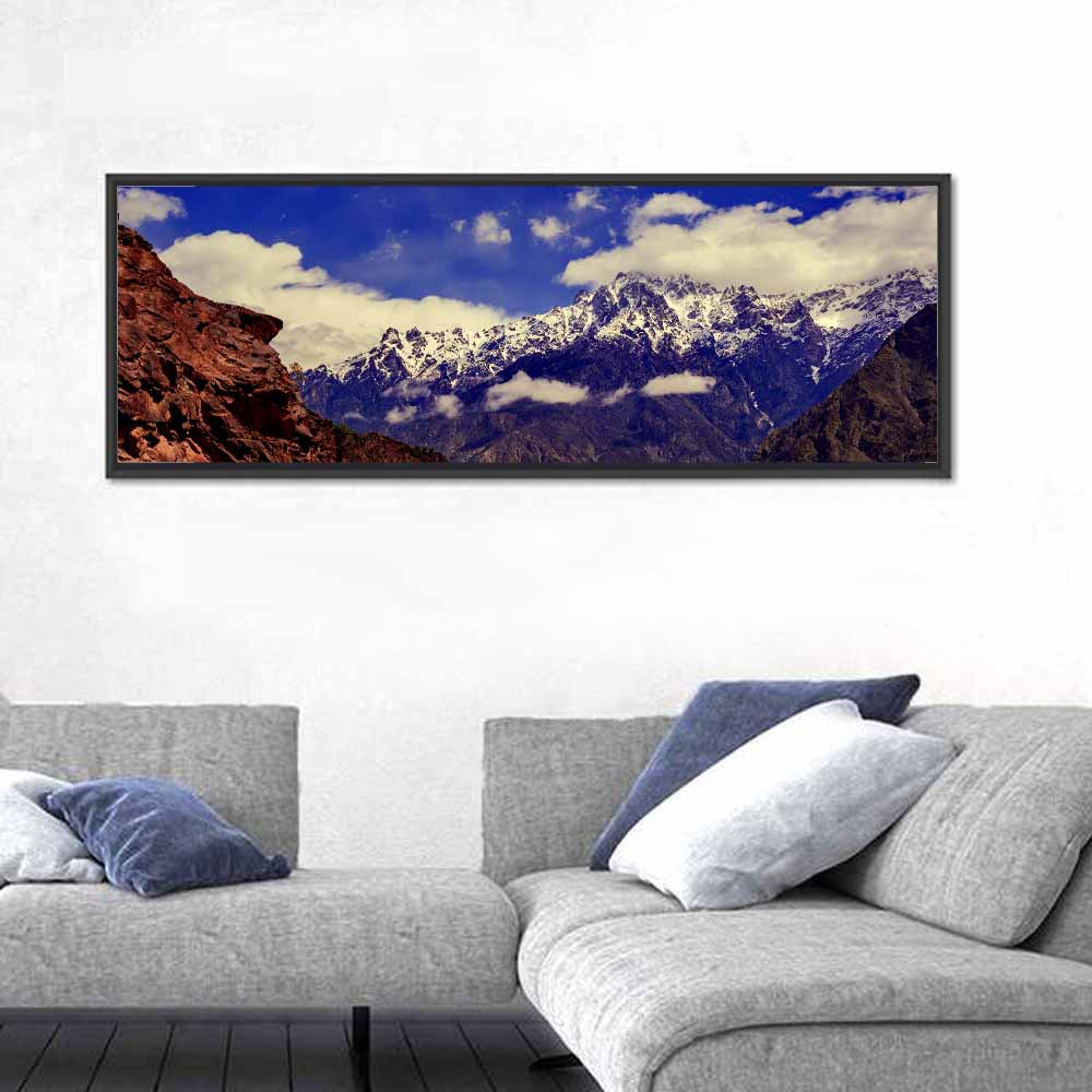 Rakaposhi Snow-capped Peak Wall Art in a room, panoramic