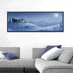 Snowy Mountain Cabin at Night Wall Art