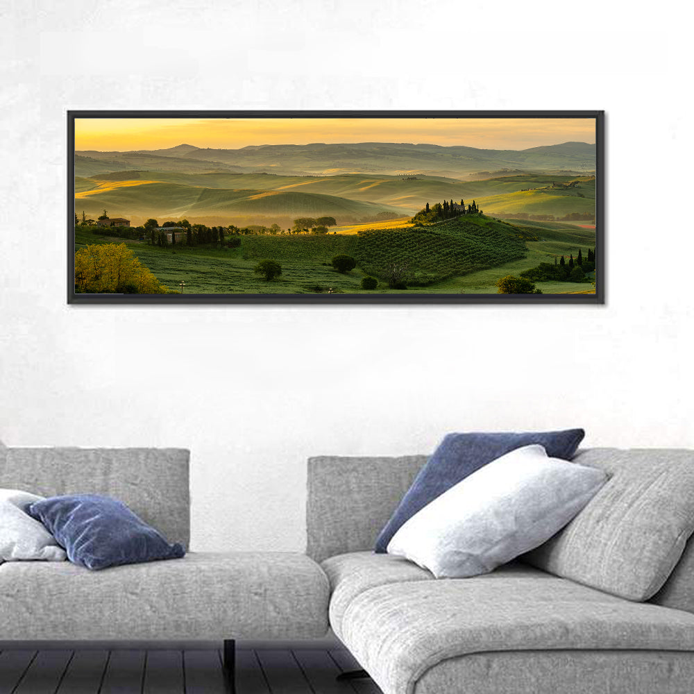 Tuscan Hill Meadows Wall Art in a room, panoramic