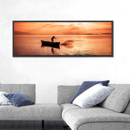 Uluabat Lake Fisherman at Dusk Wall Art