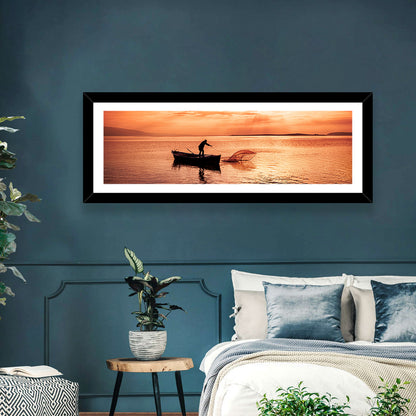 Uluabat Lake Fisherman at Dusk Wall Art