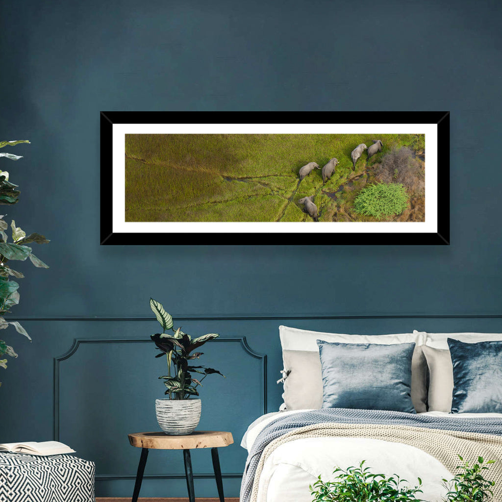 Aerial Herd of Elephants Wall Art