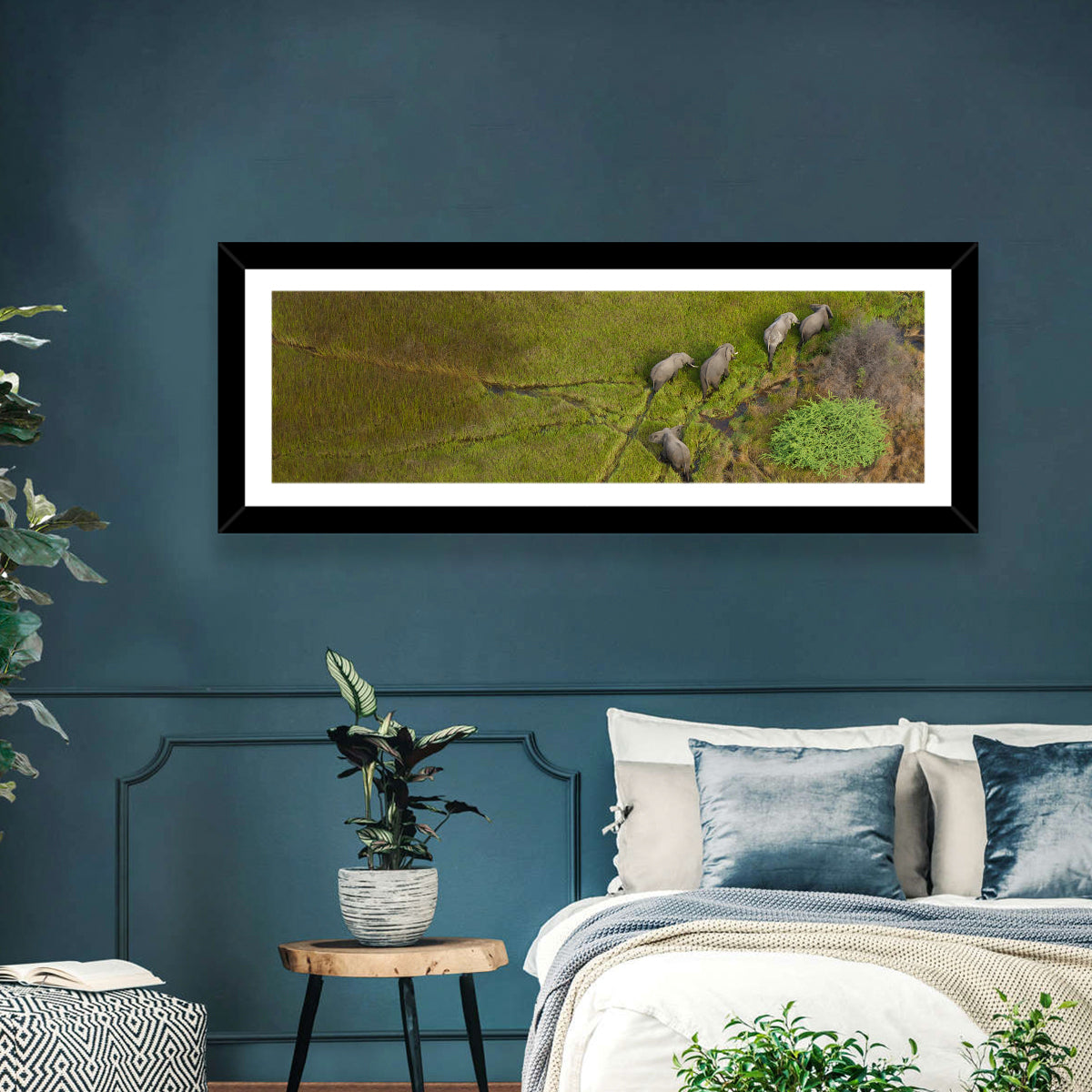 Aerial Herd of Elephants Wall Art