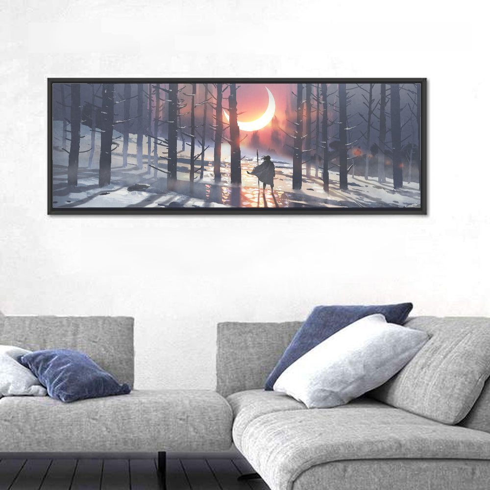 Lone Traveler in Winter Forest Wall Art