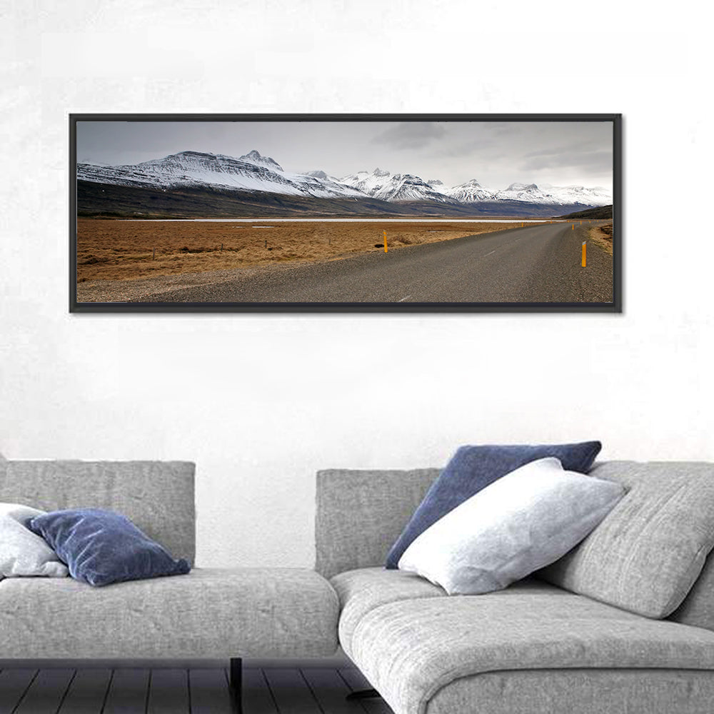 Icelandic Road to Snow-capped Mountains Wall Art