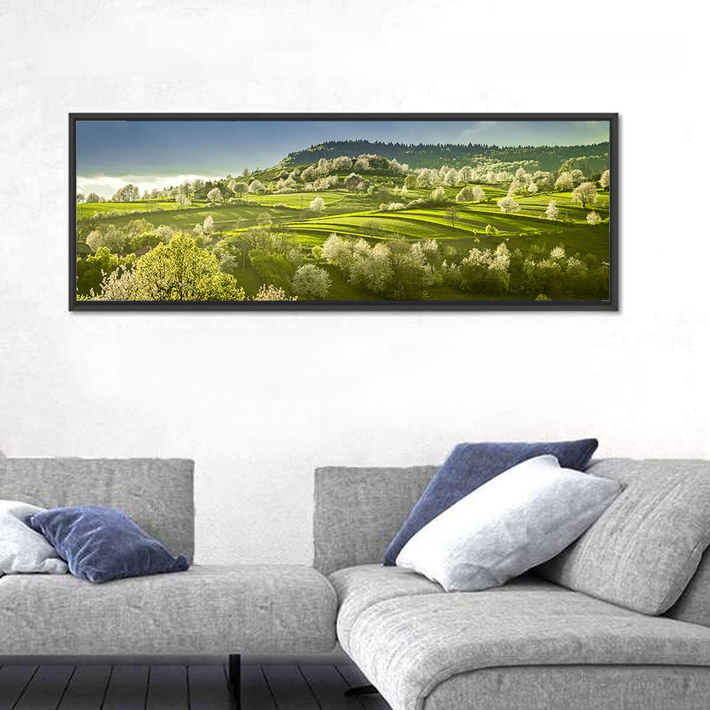 Spring Blossoms in Polana Wall Art in a room, panoramic