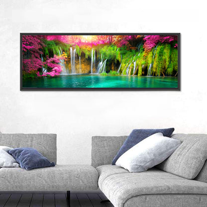 Plitvice Falls in Golden Light Wall Art