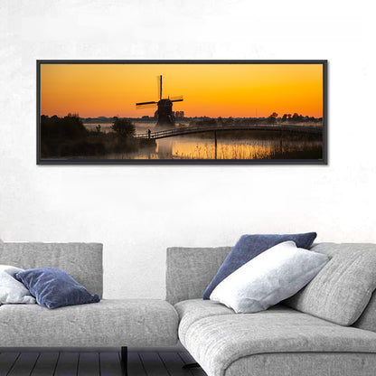 Misty Sunrise Windmill Wall Art