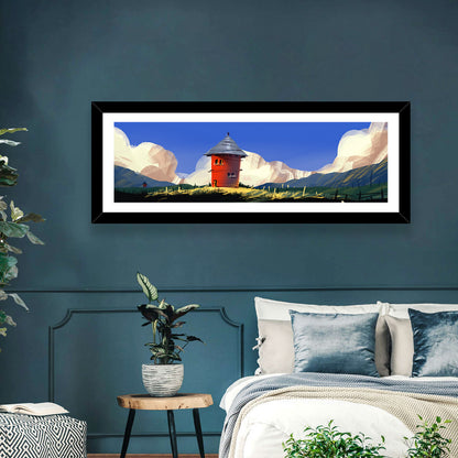 Red Tower in Meadow Wall Art