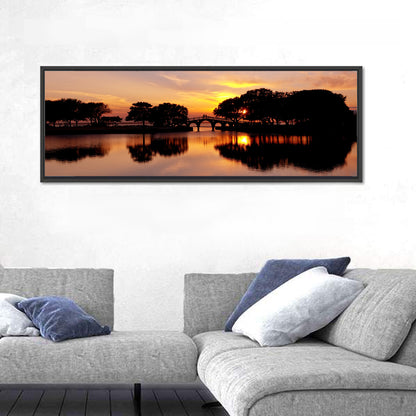 Tranquility Bridge at Sunset Wall Art