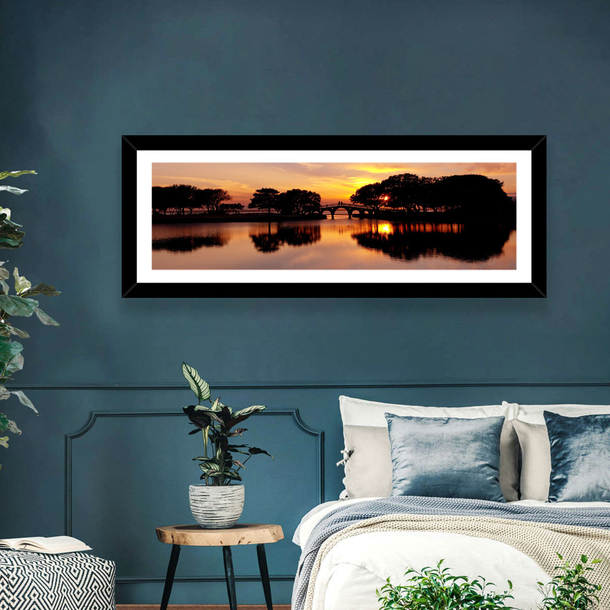 Tranquility Bridge at Sunset Wall Art