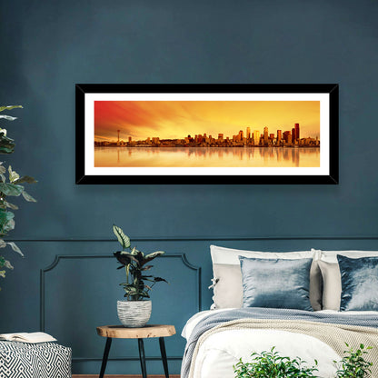 Seattle Skyline in Golden Hour Wall Art