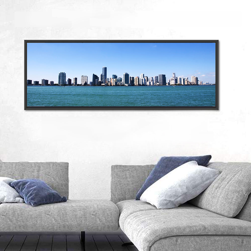 Miami Skyline Over Calm Blue Water Wall Art
