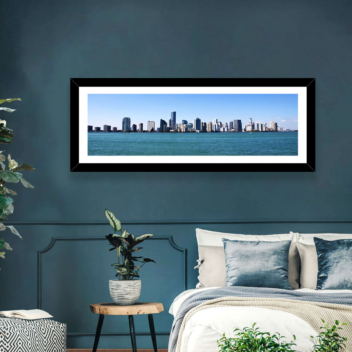 Miami Skyline Over Calm Blue Water Wall Art