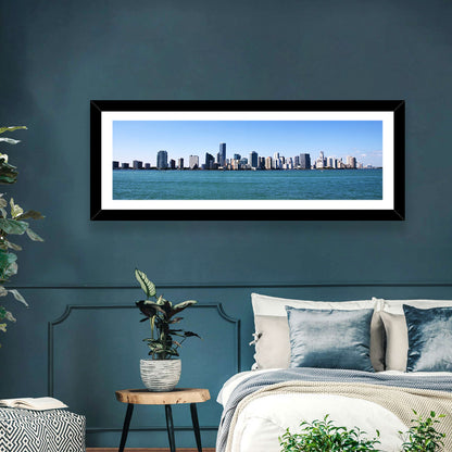 Miami Skyline Over Calm Blue Water Wall Art