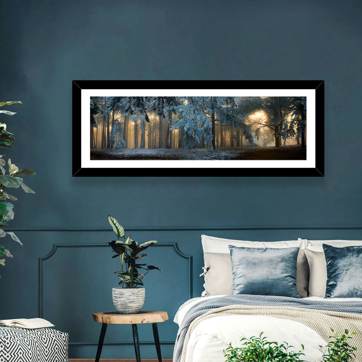 Sunlit Snow Covered Forest Wall Art