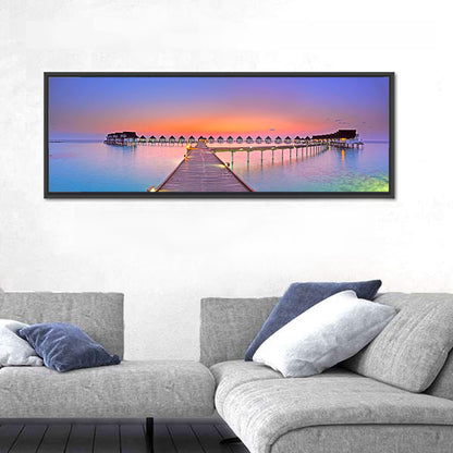 Maldives Boardwalk at Sunset Wall Art