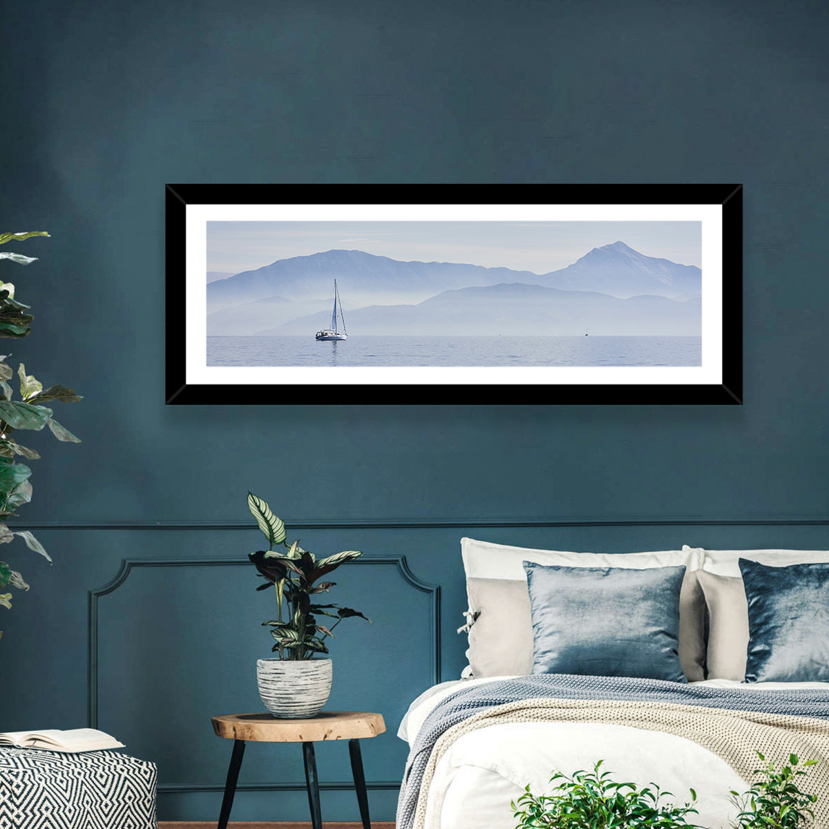 Sailboat and Misty Mountains Wall Art